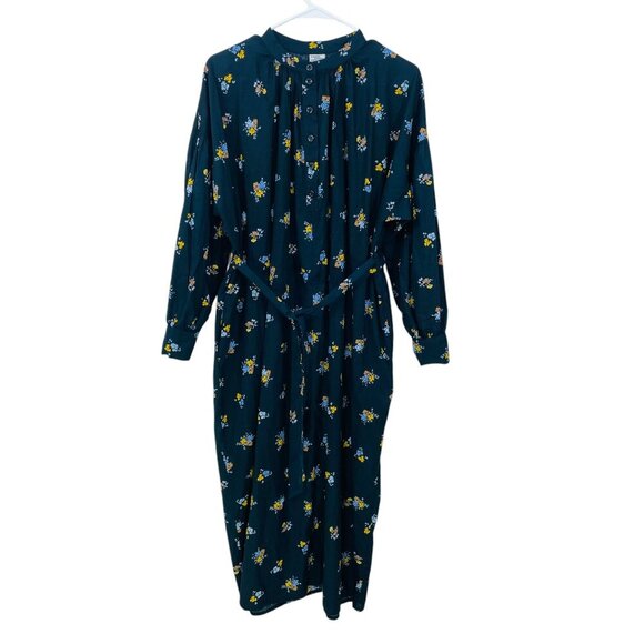 Baum Und Pferdgarten Maxi Dress Size 34 XS Black Floral Long Sleeve Side Pockets - Picture 2 of 9